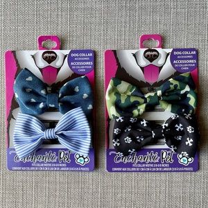 Dog Collar Bowtie Pet Accessories, Camo, Bones, Stripe, Denim Heart (4)- NWT!